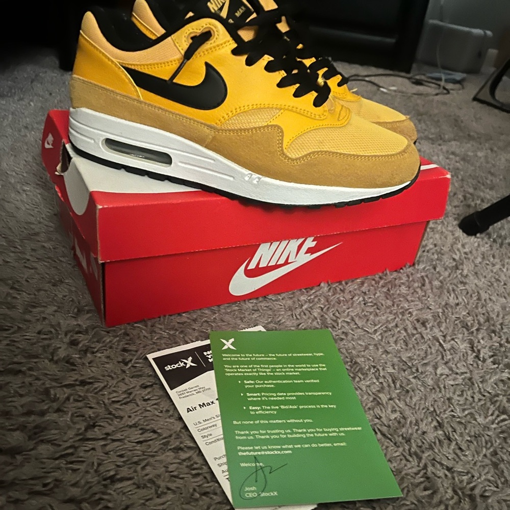 Nike Air Max 1 Sneakers - Yellow and Black